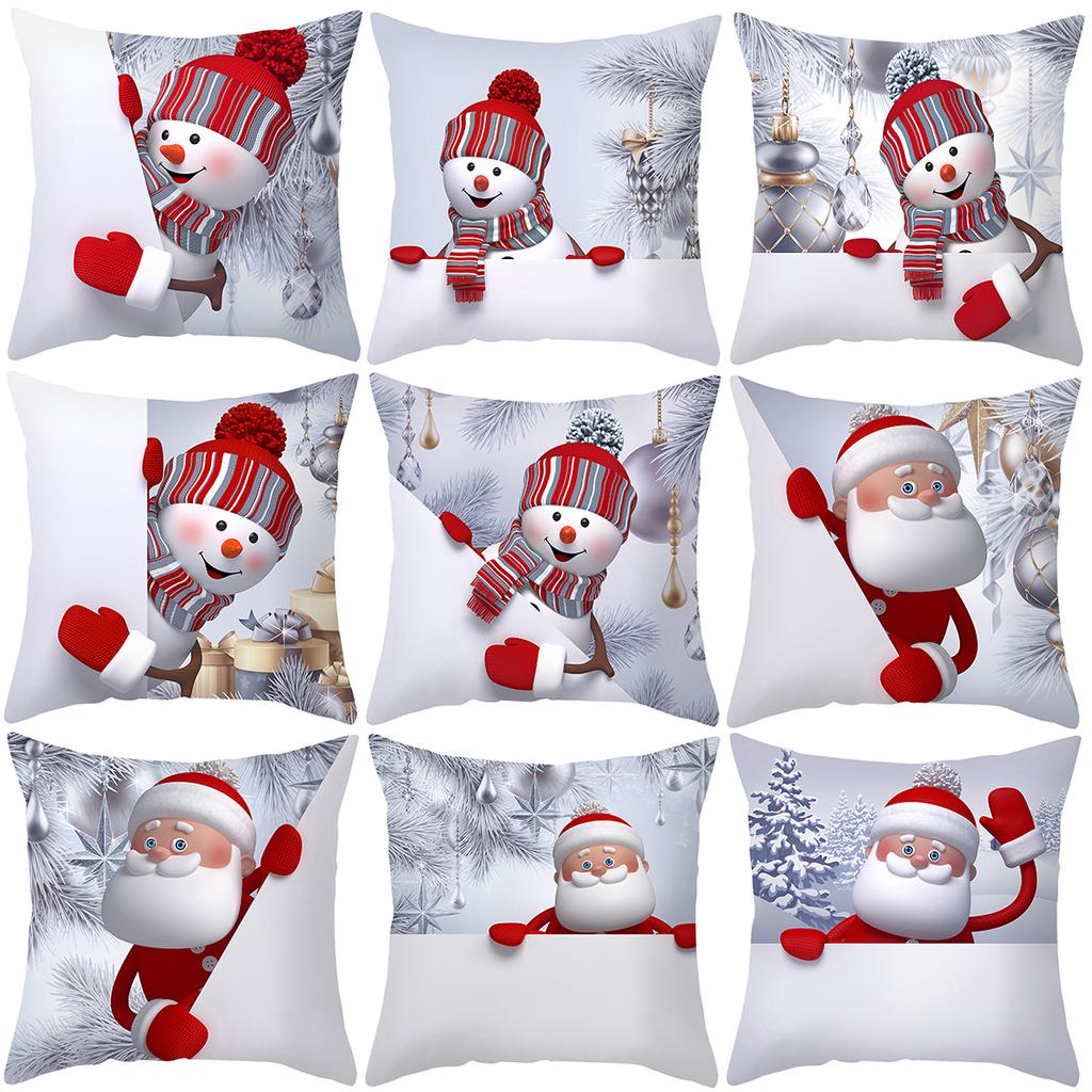 45X45CM Christmas Pillowcase Nordic Home Sofa Cushion Cover Cartoon Anime Printing Office Pillowcase for Home Santa Sofa Ornaments Cushion Cover