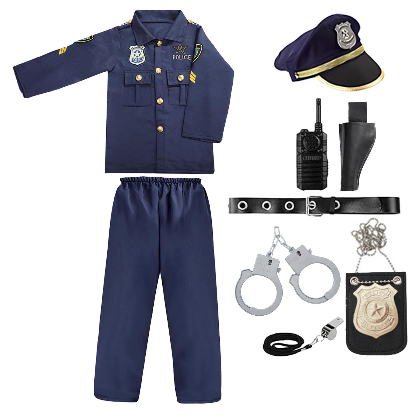 Children s Halloween Police Cosplay Costume with Makeup Accessories S