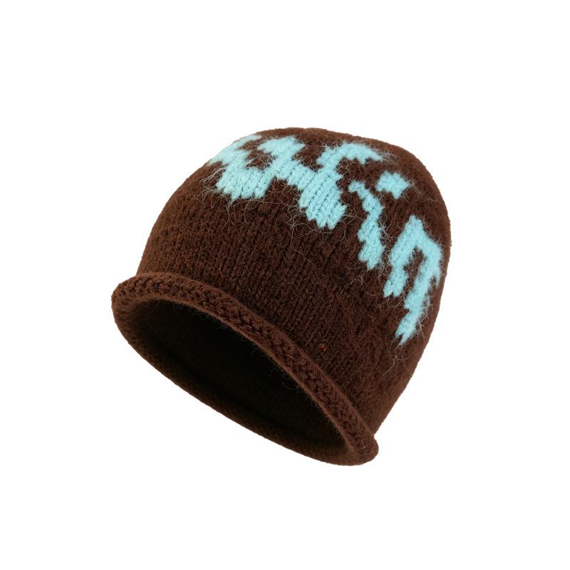 Korean Atmosphere Boys and Girls Warm Cold Hat Stack Hat 2026 Autumn and Winter New Jacquard Letter Children's Knitted Hat