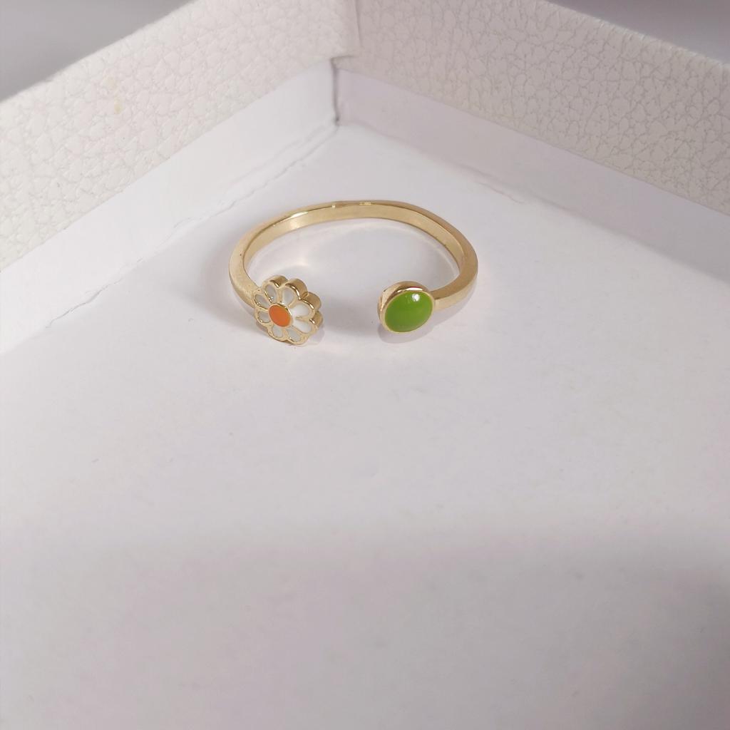 Anello Piccolo Fresco Versatile Estivo con Goccia d'Olio a Forma di Margherita Piccola Femminilità Design di Nicchia Anello Aperto Quotidiano