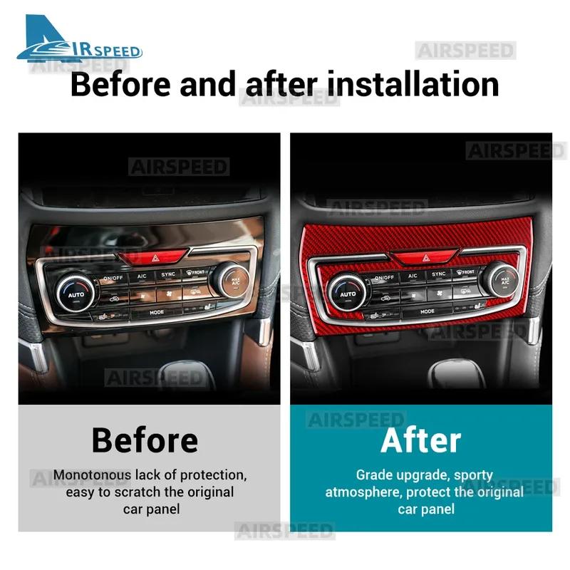 For Subaru Forester      2024 Car Central AC Panel Frame Real Soft Carbon Fiber Trim Sticker RHD LHD