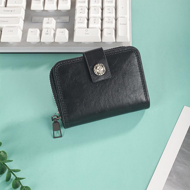 New Men's Card Bag, Retro Oil Wax Leather Organ Card Bag, Large Capacity Card Bag, Card Cover, ID Clip, Change Bag.