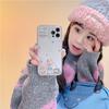 Cartoon Graphics Floating Quicksand Case for iPhone 15 Pro Max  14 16 Silver Moving Sand Fundas Cute Clear Hard Phone Cover