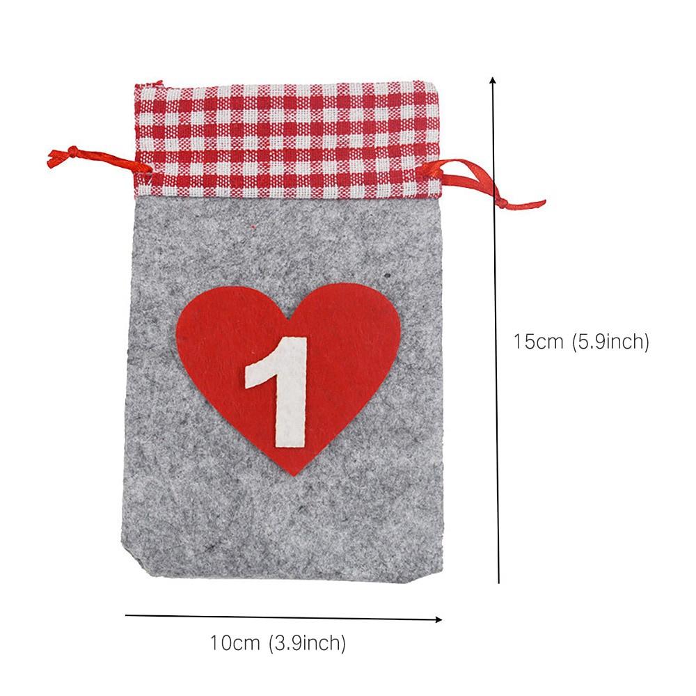 24PCS DIY Hanging Candy Gift Sacks Christmas Decoration Christmas Advent Calendar Countdown Bag