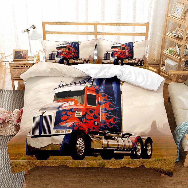 Transformers Printed Quilt Cover Pillowcase 3D Digital Printing Three-Piece Set