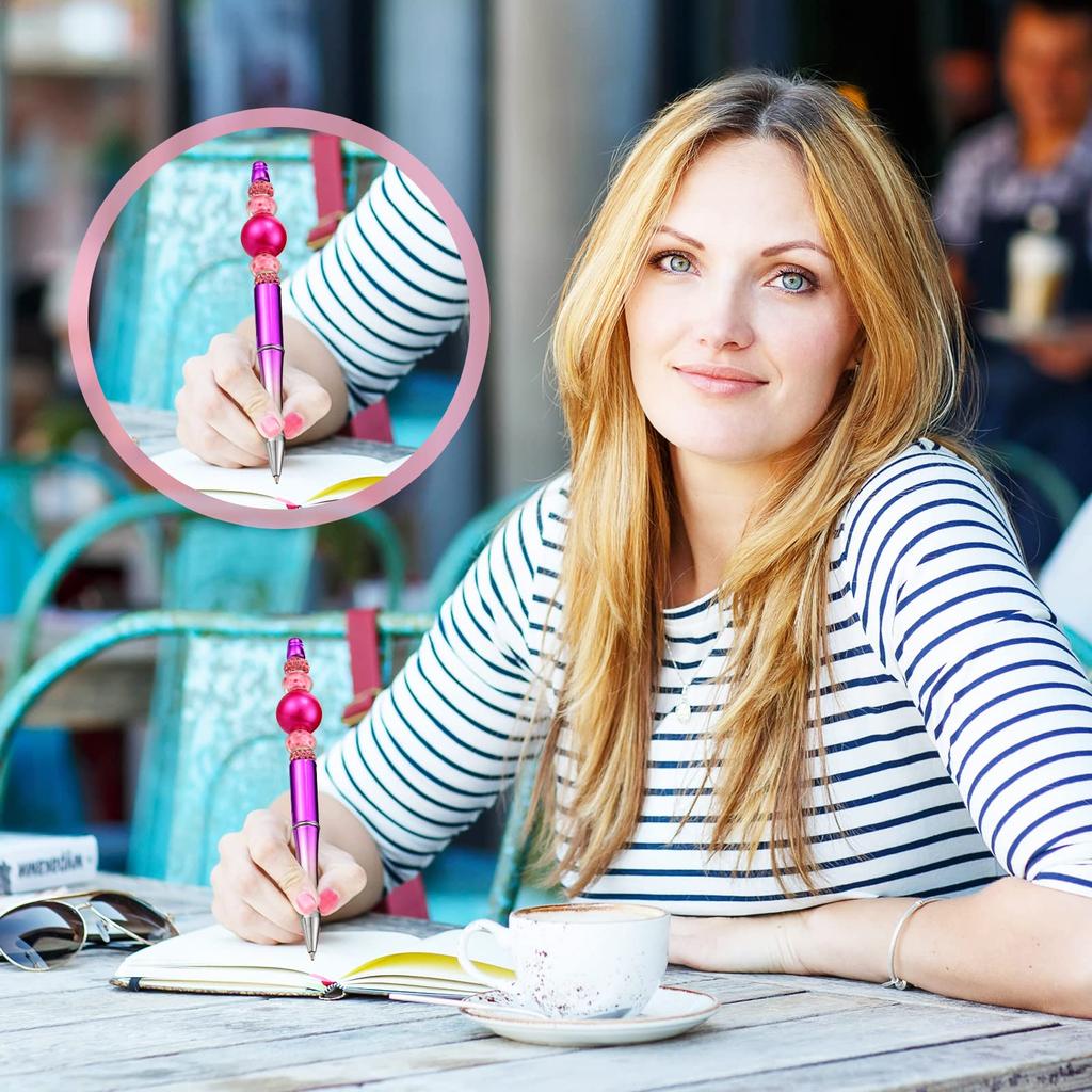 10 Stück Farbverlaufsperlen Gelstift Kunststoff Kugelschreiber DIY Perlenkugelschreiber
