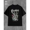 Barber Skeleton Scissors Graphic Tee Men Casual Short Sleeve Cotton Get Faded TShirt