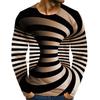 Fashionable Men's Printed T-shirt Optical Illusion Round Neck Long Sleeved Street Harajuku Exaggerated Designer Round Neck Top