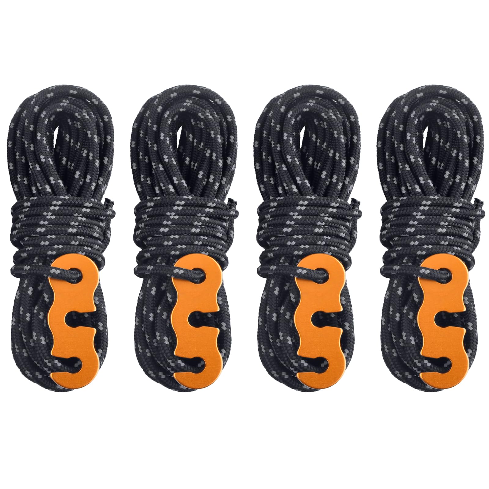 TRIWONDER Guide Rope with Reflective Material 3mm 4mx4 Paracord Tent чёрный