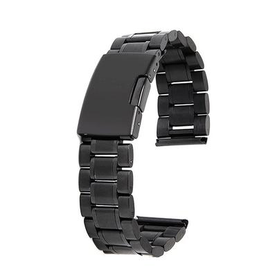 Black Stainless Steel Watch Band Strap Curved End Solid Links 16mm 18mm 20mm 24mm