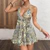 Women's 2026 Summer Bohemian Geometric Print Backless Spaghetti Strap Dress