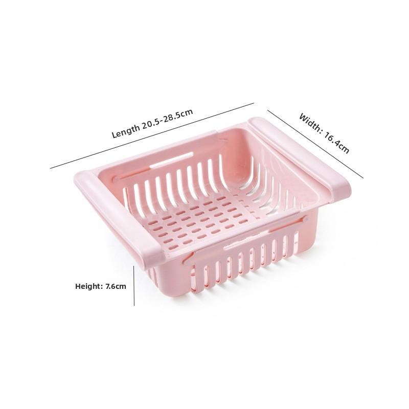 

Retractable Refrigerator Storage Basket Living Room Household Storage Box Egg Storage Finishing Box Refrigerator Rack розовый