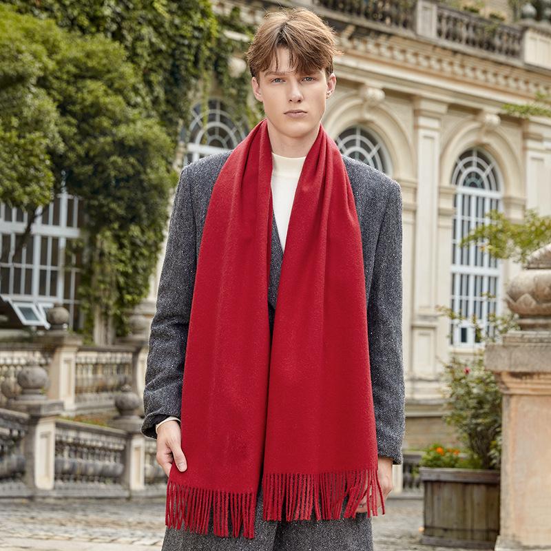 Men's Solid Color Scarf Autumn and Winter New Versatile Wool Scarf Korean Atmosphere Cashmere Scarf Women's Winter Warmth