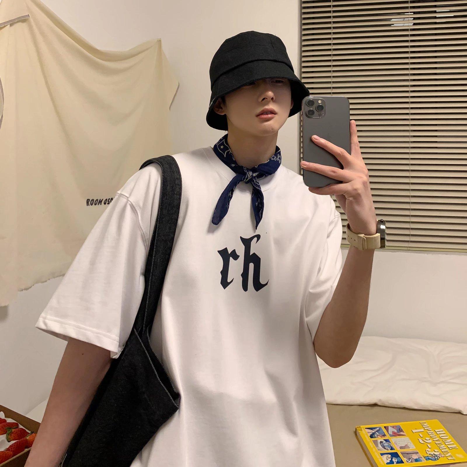 

Футболка с короткими рукавами для мужчин 2024 года, модная, с рукавом пять дюймов, универсальная, повседневная, свободная, студенческая, с короткими рукавами, повседневная, модная, с принтом 4XL