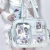 Japanese Tote Bag Transparent Multi-pocket Display Bag Large Capacity Itabag Zippered Fashion Crossbody Bag Concert Shoulder Bag