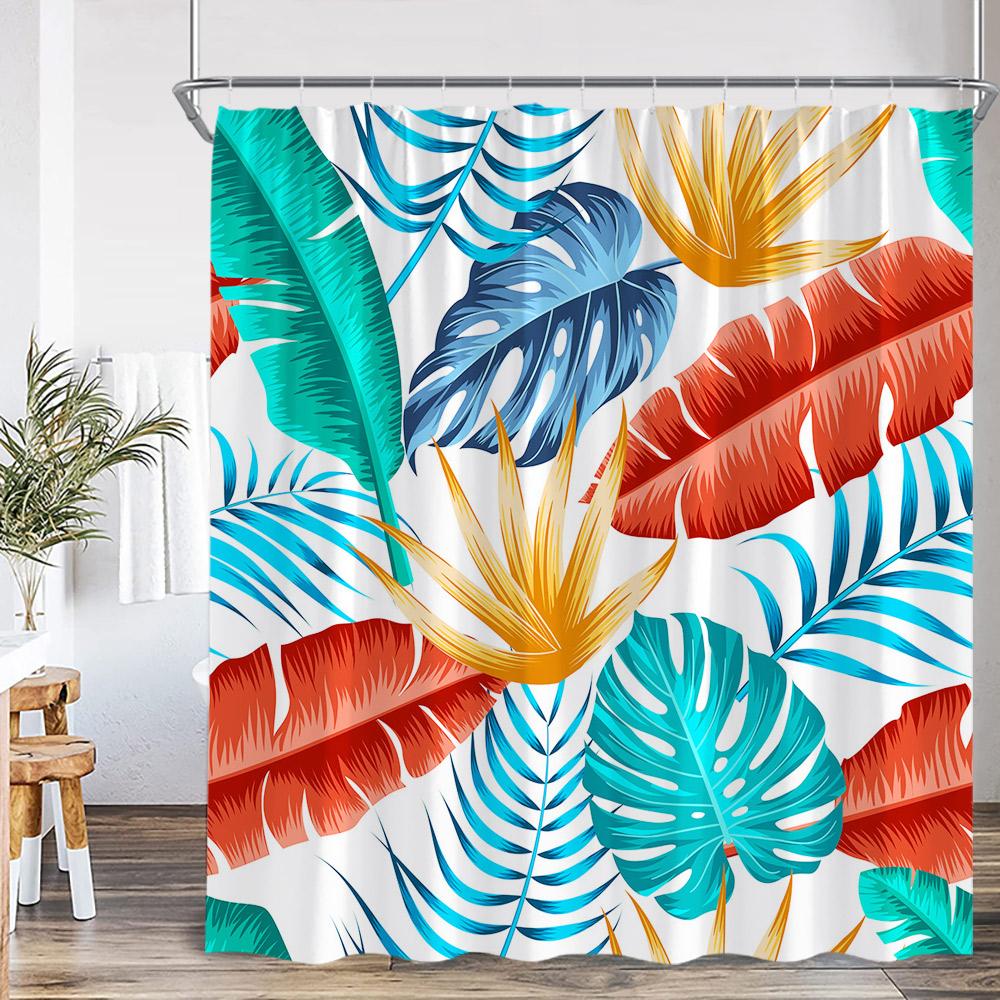 Blumen-Duschvorhang Bunter Blume Gänseblümchen Löwenzahn Mohnblume Blatt Kraut Pflanze Badezimmer-Dekor Ölgemälde Duschvorhang