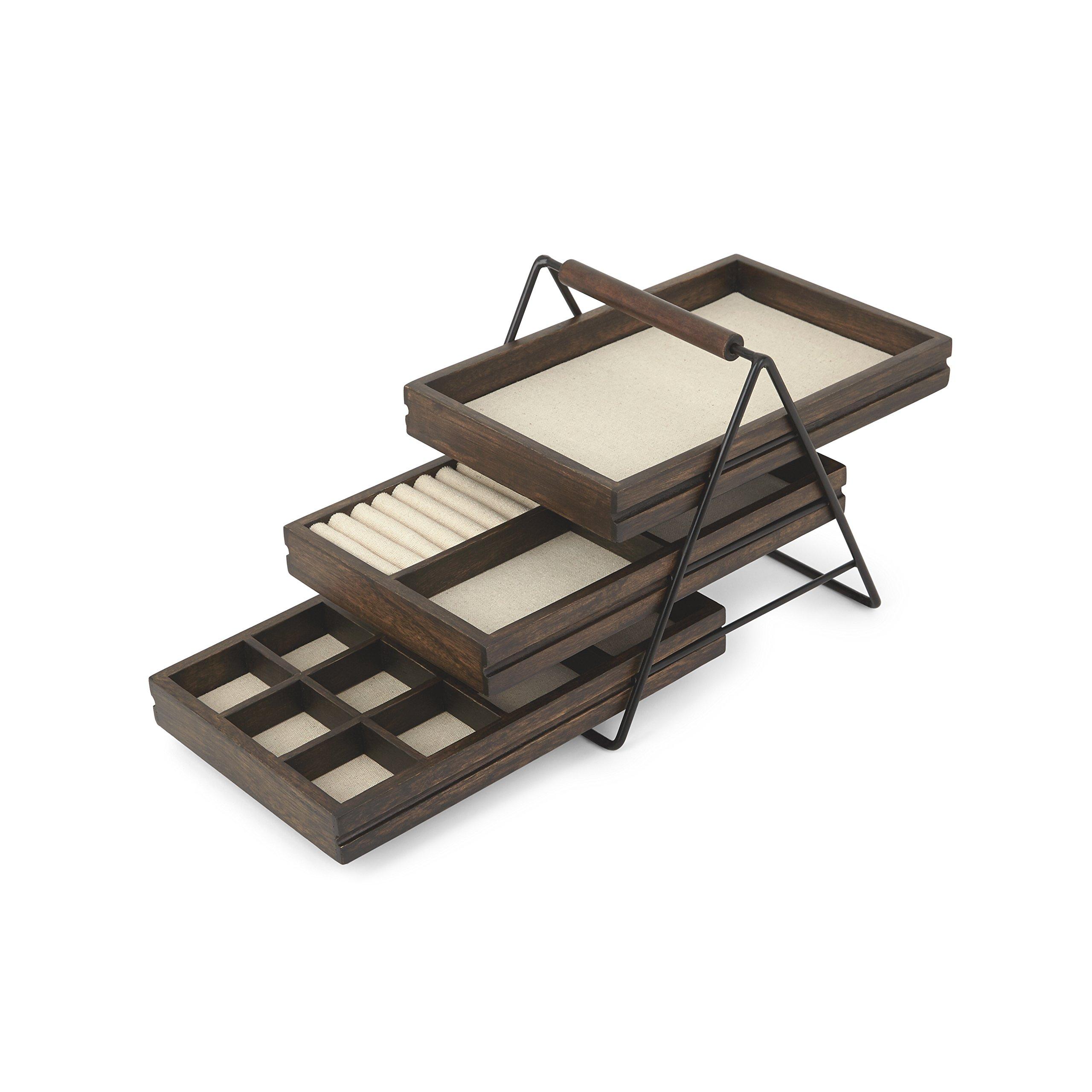 

umbra TERRACE Wooden Tabletop Accessory Case Walnut Jewelry Box Case Storage