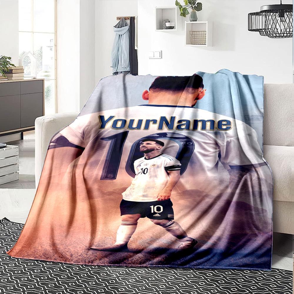 Messi Customize Your Name Blanket Cozy Personalized Blanket Durable Comfort Throw For Picnics Living Room Couch Seaside Four Seasons Universal