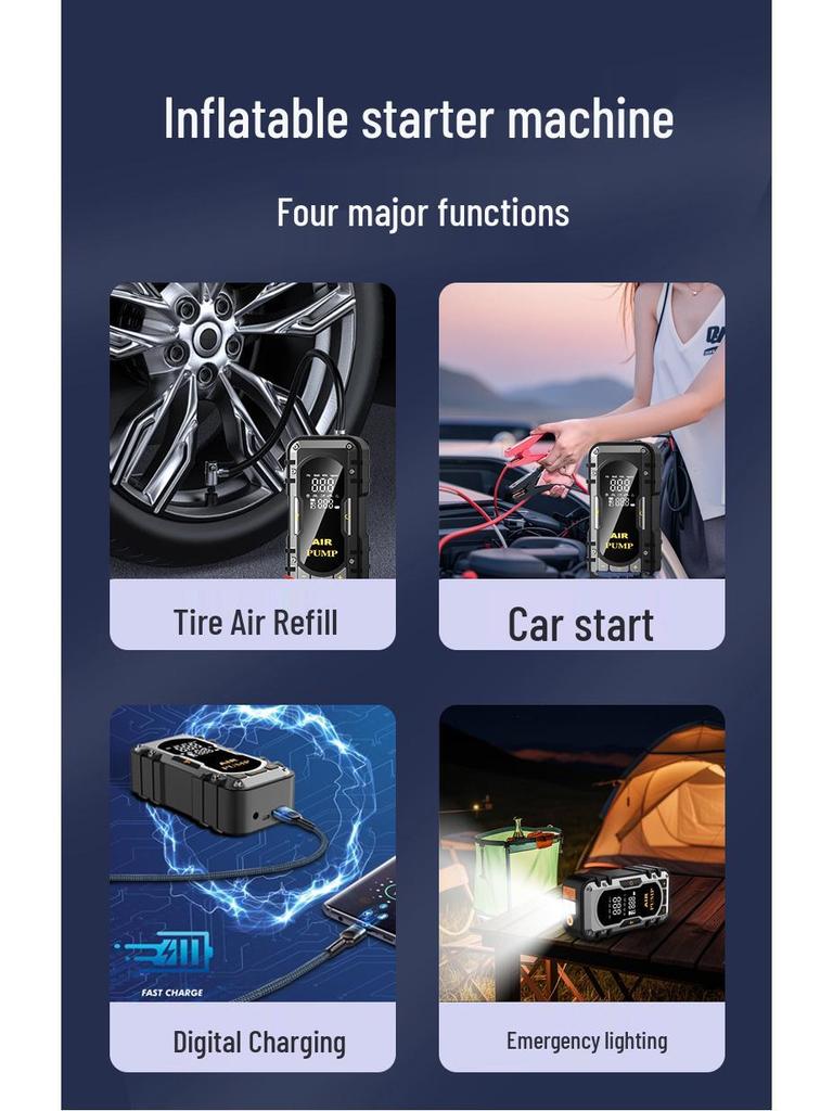 Tragbarer Multifunktions-Auto-Starthilfe mit Luftpumpe