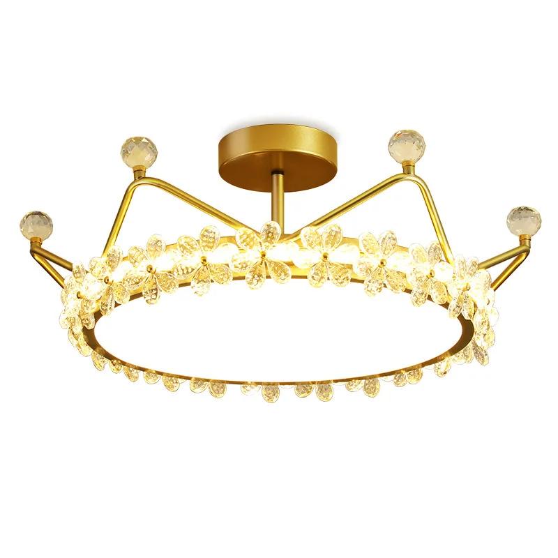 Modern simple new crystal crown chandelier bedroom lamp living room study master bedroom light luxury crown chandelier lamp
