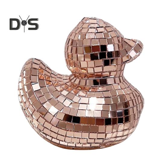 

Зеркало Диско Плитка Фигурка Утки Маленькая Утка Статуя Скульптура животного Домашний офис Книжная полка Украшение рабочего стола Орнамент Рождественский подарок розового золота