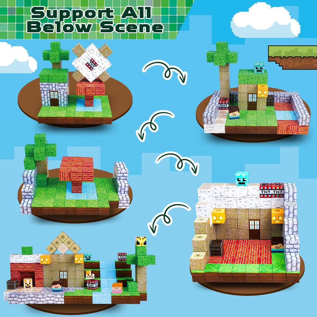 Non-Toxic Magnetic Building Blocks Diy Magnets Toys Mine World Magnet Cubes Stacking Stem Toys Construction Toys Children'S Christmas Gift