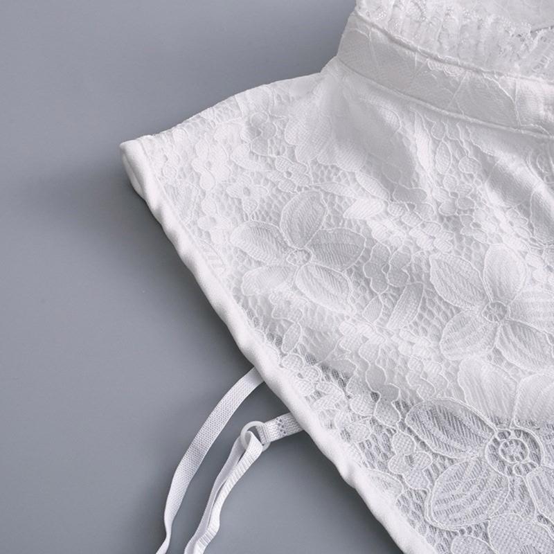 Women Sweet Ruffled Floral Lace Half Shirt Fake Collar and Wrist Cuffs False Sleeves Set Vintage Costume Accessories