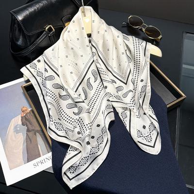 70cm Quadratischer Damen Schal 1 Stück Satin Bandana Taschentuch Stirnband Mode Paisley Druck Haar Schal Wickeltuch Damen Halstuch Hijab