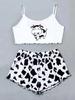 Women's Printed Knit Vest & Camisole Pajama Set - Comfortable & Stylish