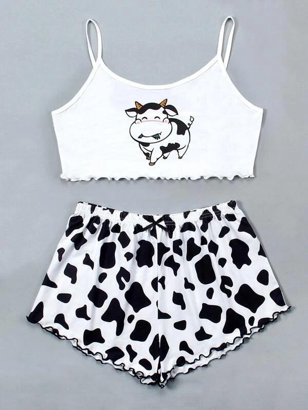 Women's Printed Knit Vest & Camisole Pajama Set - Comfortable & Stylish