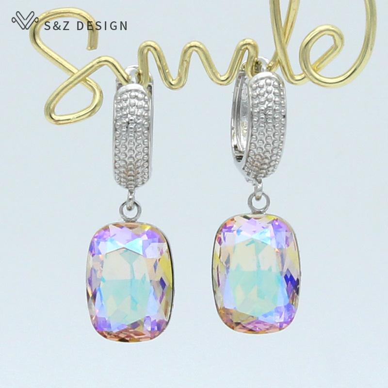 Klassische Schlichte Rechteckige Kristall-Hängeohrringe Für Damen Hochzeitsschmuck Roségoldfarben Party Mode Elegant Ohrhänger