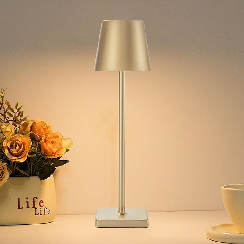 2 Pack Rechargeable Cordless Table Lamps, 5200mAh Battery Touch Table Light, Aluminum Shell Stepless Dimmable Portable LED Desk Lamp for