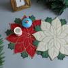 Kreative Weihnachtliche Dekorative Platzsets Rot Stickerei Blume Tischuntersetzer Stoff Tassenuntersetzer Heim Weihnachtsfeier Tischdekoration