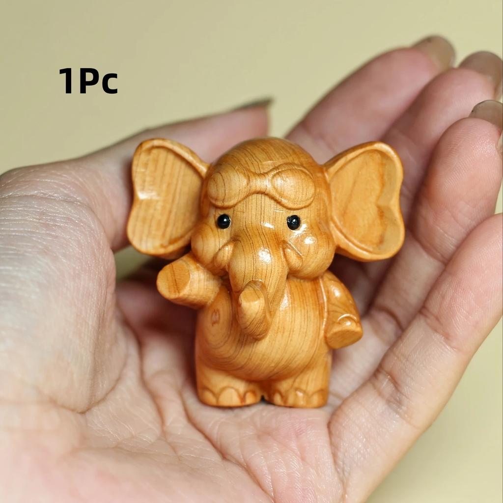 Handcrafted Wooden Elephant Figurine - Versatile Indoor/Outdoor Decor for Christmas, Diwali, New Year & Prosperity Celebrations