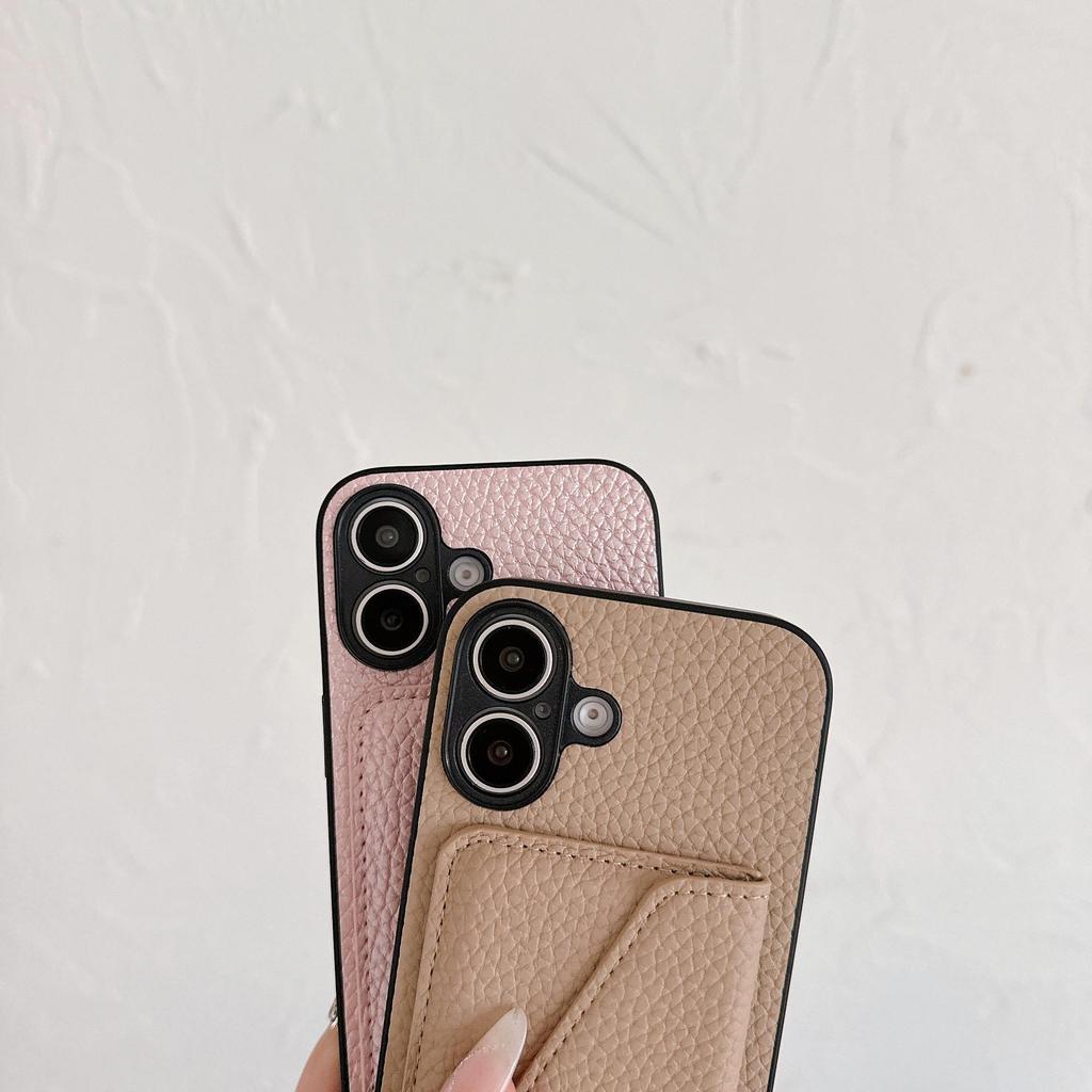 iPhone 17 Case: Lychee Pattern Leather Crossbody Lanyard Card Holder Protective Case for Apple 14 Pro