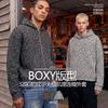 Oversized Hooded Zip-Up Sweatshirt With Leopard Print Waffle Texture Streetwear Women Men Winter