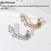 Women Rhinestones Earrings No Pierced Ear Clip Cuff Leaf Pendant Jewelry Fashion Accessory Geometric Earhook Party Wedding