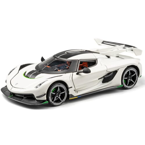 Koenigsegg 1/24 Scale Alloy Pull-Back Diecast Car Model, Sports Car Model, Toy Car, Kids' Toy Car, Boys' and Girls' Gift (White)