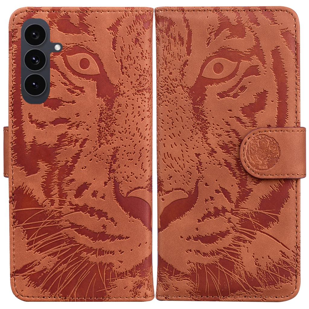 For Samsung Galaxy S25 FE Case Tiger Imprint Leather Wallet Phone Cover