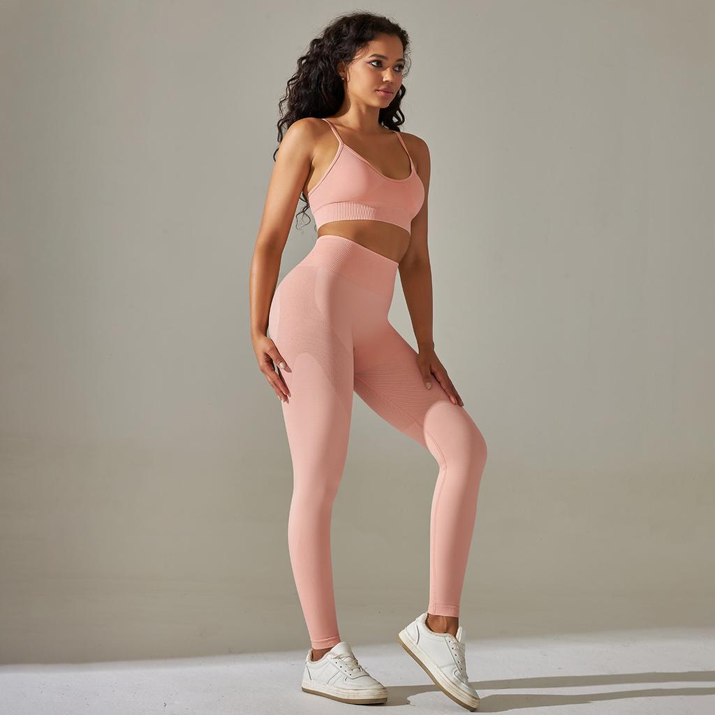 European and American seamless knitted solid color beautiful back, abdomen and hip lift underwear, yoga suit, running fitness nine-point pants