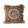 Handmade Wool Throw Pillow Cover Spanish Style Floral Decorative Cushion Case 16x16 Inch