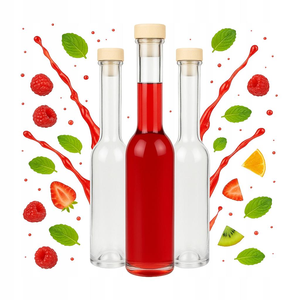 Butelka Szklana Fenice 200Ml + Korek Na Nalewki Oliwe Sok Wino Syrop