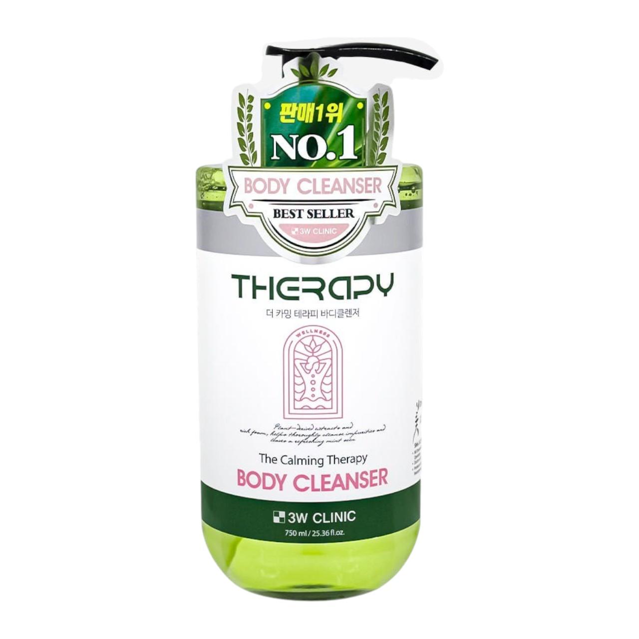 3W Clinic The Calming Therapy Body Cleanser - Soothing & Hydrating Botanical Body Wash - 750ml / 25.36 fl.oz.