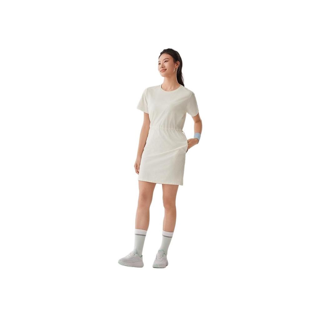 Skechers Godri Simple Knitted Breathable Sports Short Sleeve Dress Women dresses Tofu-White P225W175-0211