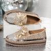 Fashion 35-44 Thick Bottom Rhinestone Bow Mary Jane Shoes Women Flat Shallow Mouth Comfort Casual Shoes Zapatillas De Mujer Loafers 2025