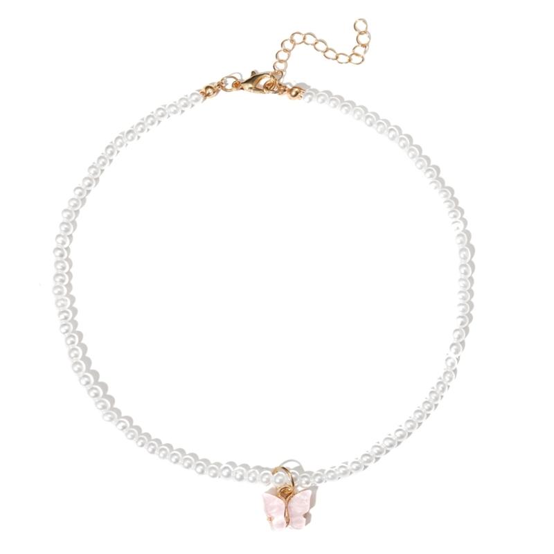

Egirl Jewelry Butterfly Pendant Necklace DIY Fashion Imitation Pearls Choker Y2K Necklace for Women Punk Accessories 1
