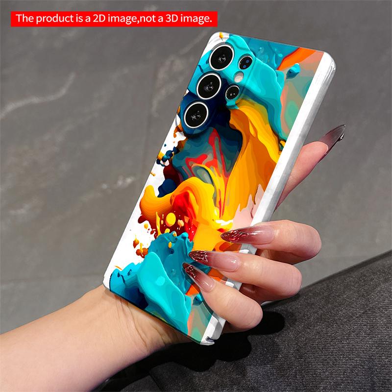 2DFlat Samsung phone case Vibrant Fluid Color Splash Art Phone Case Applicable to Galaxy S23 S24 S25ULTRA S26 A12 A14 A15 A16 A54 A55