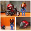 Transforming Motorcycle Rider Figurine Deformable Helmet Racing Driver Action Figure with Movable Joints Desktop