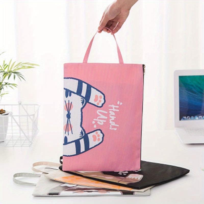 1 Stück Kreative Tragbare Cartoon Niedliche Katze Serie Canvas Reißverschluss Dokumententasche Student Schule Büro Schreibwarenbedarf