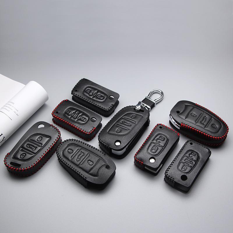 Genuine Leather Key Cover for Peugeot 308, 508, 408, 3008, 4008, 208 & Citroen Sega
